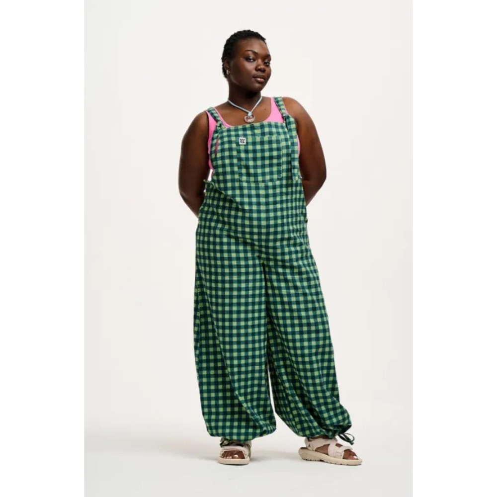 Lucy & Yak Ali Slouchy Cotton Dungaree In Gabriella Gingham Print Size 26R